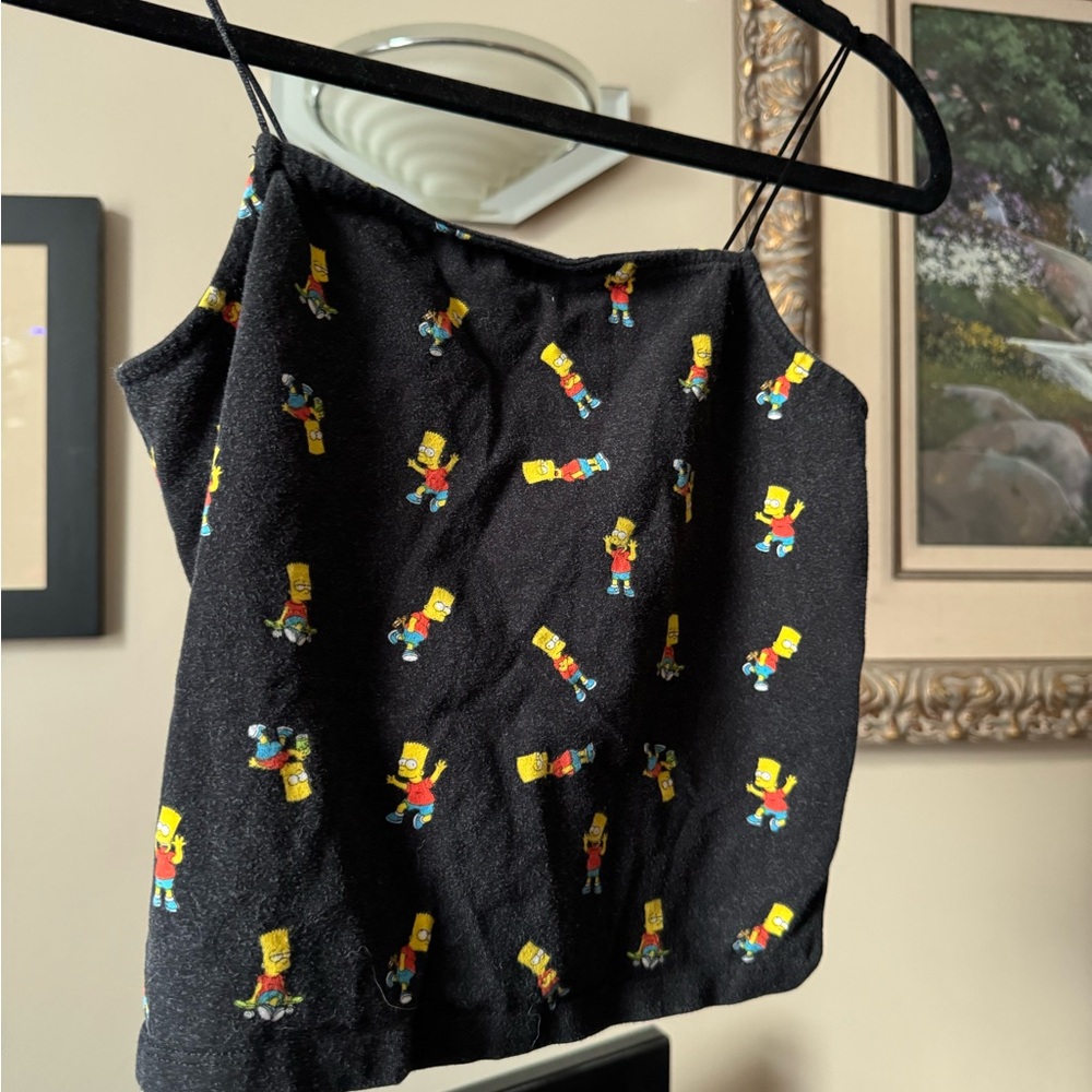 Black Tank Top with Simpsons Bart Cartoon Print